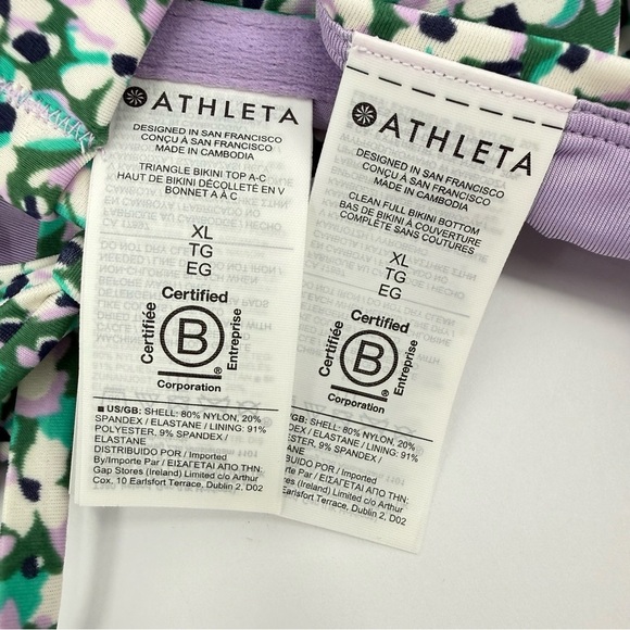 Athleta Bikini Set Triangle A-C Top Clean Full Bottom Camo Flora Gables XL - Picture 12 of 15